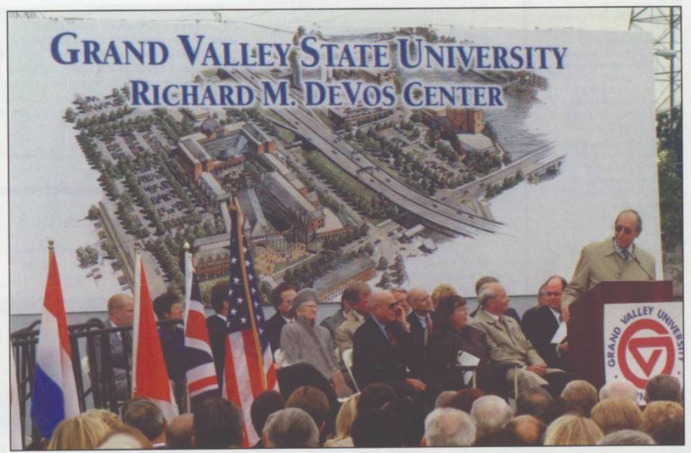 Richard DeVos speaking at the Richard M. DeVos Center Groundbreaking event.